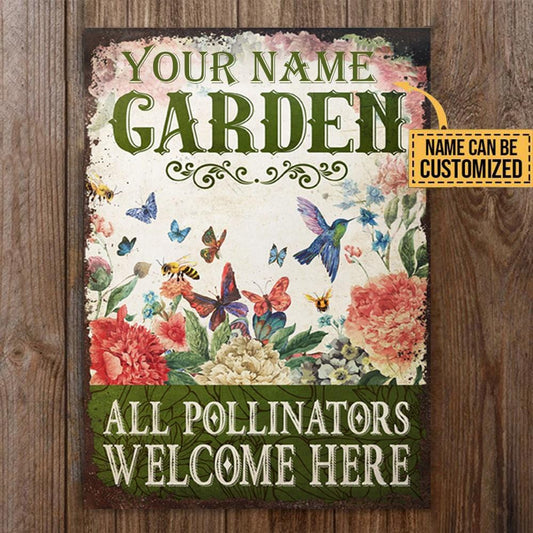 Personalized Garden Pollinators Welcome Customized Classic Metal Signs