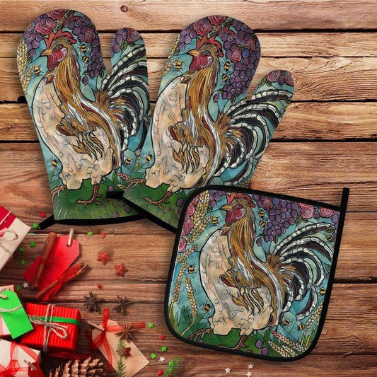 Rooster Oven Mitt And Pot Holder 2