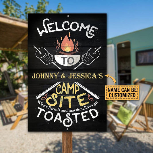 Personalized Camping Welcome To Our Campsite Customized Classic Metal Signs