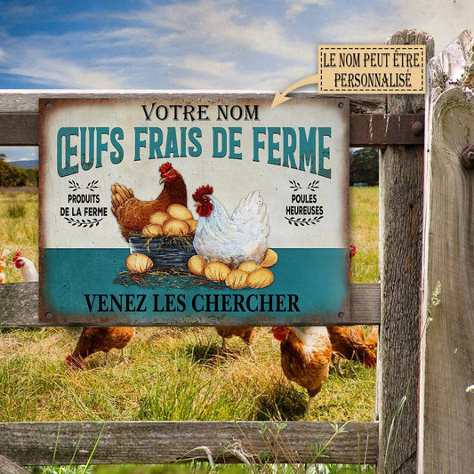 Oeufs Frais De Ferme - Enseigne Métallique Classique