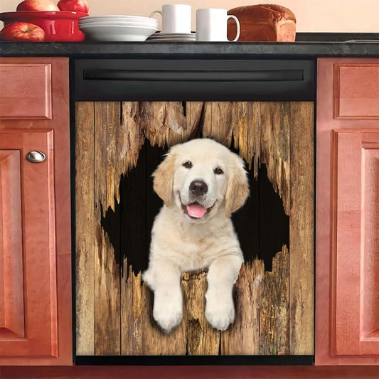 Golden Retriever Dog Breaks The Wall Dishwasher Cover