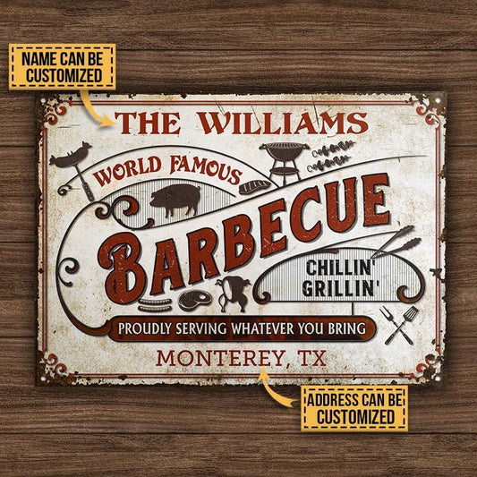 Personalized Grilling World Famous BBQ Customized Classic Metal Signs