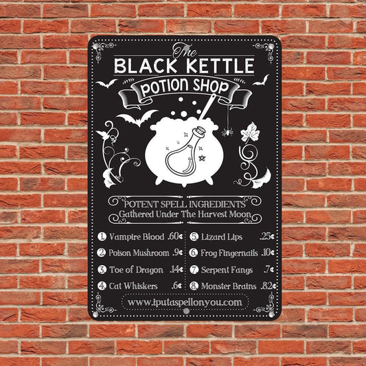Black Kettle Potion Shop Witch Metal Sign
