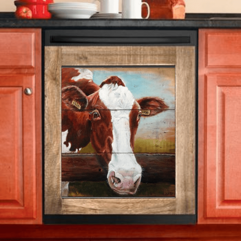 Dishwasher Cover - Cow Art 5