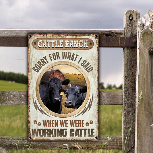 Black Angus Cattle Lovers Sorry For What I Said Metal Sign