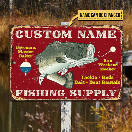 Personalized Fishing Supply Metal Sign